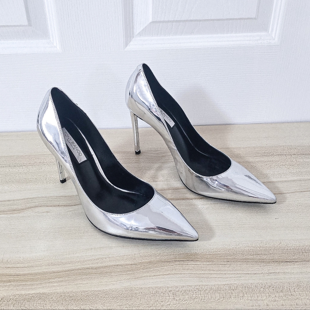 Toni Bianco Anja Metallic Silver Stiletto Heel Pumps Size 8.5 - Picture 8 of 15